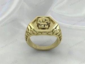 Anillo de sello de moda con diseño único de calavera para hombre, joyería de latón amarillo de alta calidad - Imagen 1 de 24