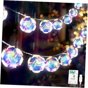 20 LED Globe Disco Ball Mirror String Lights, 10ft USB&Battery Powered Fairy - Picture 1 of 7