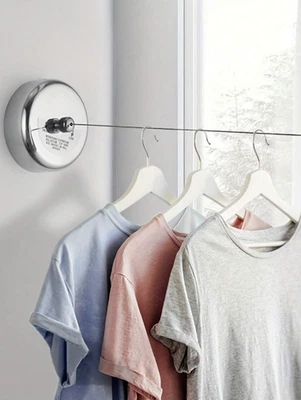 1 pc Stainless Steel Retractable Clothesline – Invisible Indoor/Outdoor Drying - Image 1 of 4