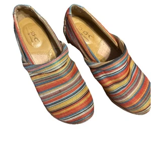 Zuecos Mocasines BOC Born Concept Damas 8.5 M Multicolor Boho Rayas Lona - Imagen 1 de 10