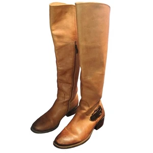 Vince Camuto Größe 7,5 Bedina Leder zweifarbig hoch hellbraun Reitstiefel MÄNGEL - Bild 1 von 10