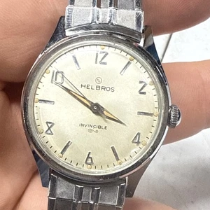 Vintage Helbros Invincible Stainless Steel Wristwatch 1960'S - Picture 1 of 4