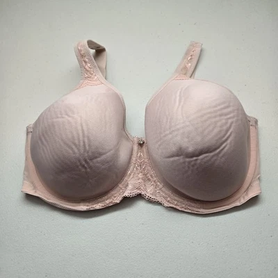Breezies Women Bra 38DDD Light Pink T Shirt Underwired Lace Strap - Image 1 of 4