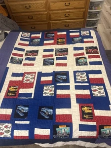 Kids Twin Quilted Car Comforter, No Shams, Solid On Back - Picture 1 of 13