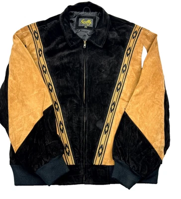 Chaqueta de Cuero Scully Azteca XXL Dos Tonos Jabalí Gamuza Rodeo Hombres Negro Tostado Foto 1 de 4