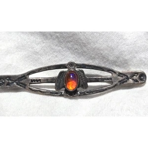 Vtg Sterling Silver Brooch Dragons Breath Opal Pin Eagle Arrows 2" - Picture 1 of 10