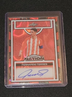 2025 Leaf Football Nation Fernando Torres Futbol Nation Soccer Red Lava Auto 1/1 - Image 1 of 2