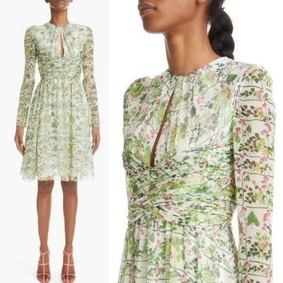 Vestido Giambattista Valli Fleuris Manga Larga Seda IT:42 US:6 Foto 1 de 4