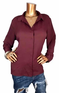 Express Portofino XL Oberteil Burgunderrot Knopfleiste Hemd Langarm Kragen Bluse - Bild 1 von 8
