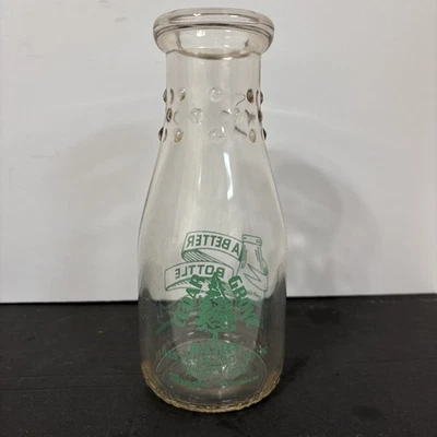 Vintage Pyro Dairy Milk Bottle Cedar Grove Farms Memphis Tennessee 1 Pint 1952 - Image 1 of 4