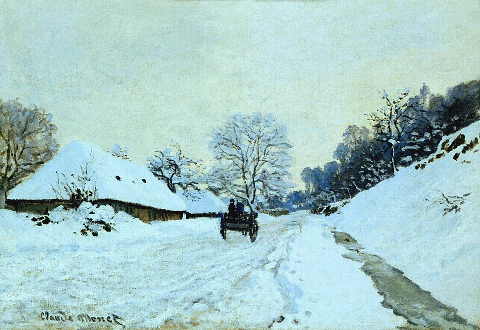 Cart Snow Covered Road St Simeon 1865 Signed Monet - 17"x22" Fine Art Print-1335 - Image 1 of 1