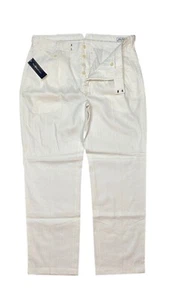 Polo Ralph Lauren Bleecker White Linen-Cotton Pleated Side Buckles Pants 36x32 - Picture 1 of 8