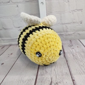 Handmade Crochet Bumble Bee Stuffed Animal 6” Long Crochet Toy - Picture 1 of 6