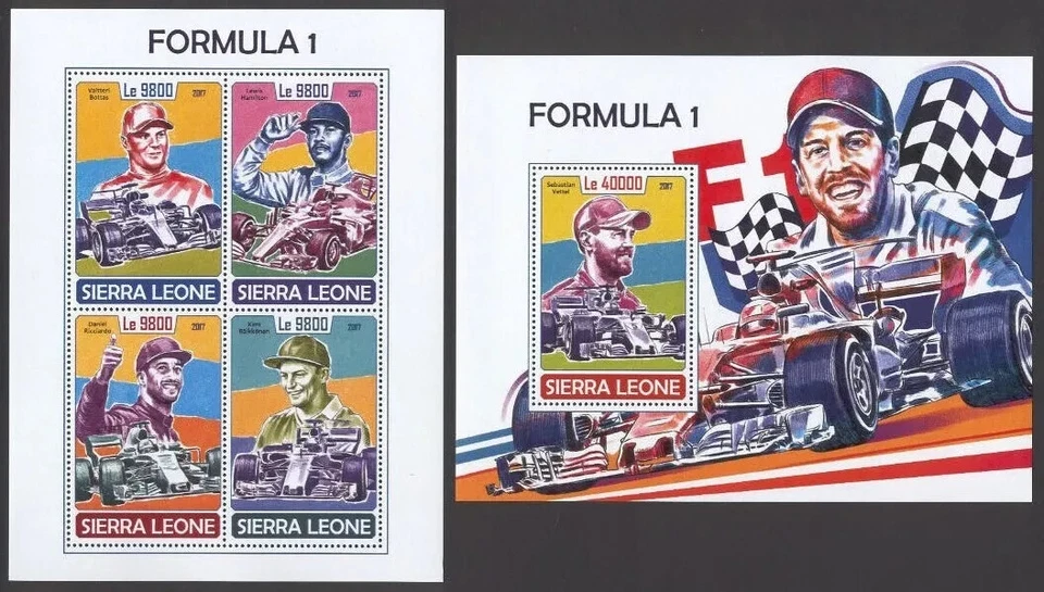 Formula 1 / Vettel / Auto Racing/ Riccardo - 2017 Sierra Leone  MNH** SN. - Image 1 of 1