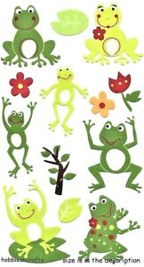 FROG WORLD Sticko Glitter stickers - Leaping Frogs & Flowers 13 stickers