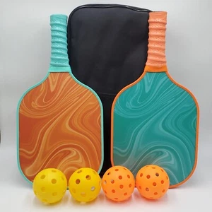 Pickleball 2 Schläger 4 Bälle 1 schwarz Nylon Tragetasche Set Schultergurt NEU - Bild 1 von 11