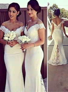 Para mujeres Vestido de Encaje DeepV Dama de Novia Largo Boda Fiesta Noche Baile Vestido Vestido  - Imagen 1 de 4