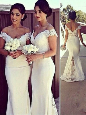 Para mujeres Vestido de Encaje DeepV Dama de Novia Largo Boda Fiesta Noche Baile Vestido Vestido  Foto 1 de 4