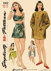 Cappotto foderato gonna avvolgente top bikini retrò modello vintage anni 40 8932 4-12 - Foto 1 di 6