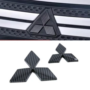 Cubierta emblema logotipo delantero + trasero de fibra de carbono para Mitsubishi Outlander 2016-21 - Imagen 1 de 6