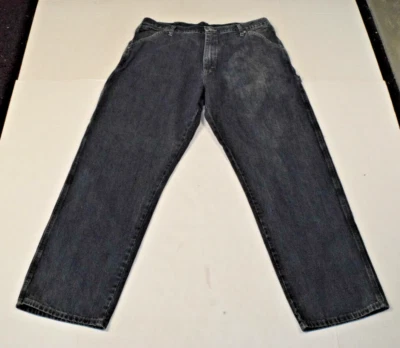 Винтажные джинсы Wrangler размер 36 x 31 Y2K чернильно-синий плотник стиль ноги выцветания - Изображение 1 из 4