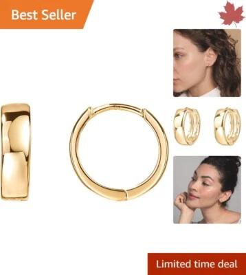 Pendientes Huggie de Oro de Moda de 12 mm de Alta Calidad de Lujo | Aros Pequeños para Mujer Foto 1 de 4