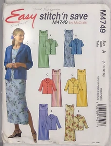 Stich N Save McCalls Sewing Pattern M4749 Size 8 10 12 14 Jacket Dress UNCUT - Picture 1 of 7