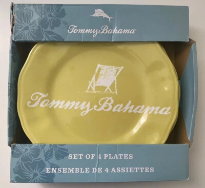 Tommy Bahama 4 Salad Plates  Melamine Yellow Gold New - Image 1 of 4