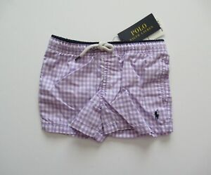 Ralph Lauren Purple Gingham Traveler Swim Trunks Shorts Suit 3/3t NWT $50