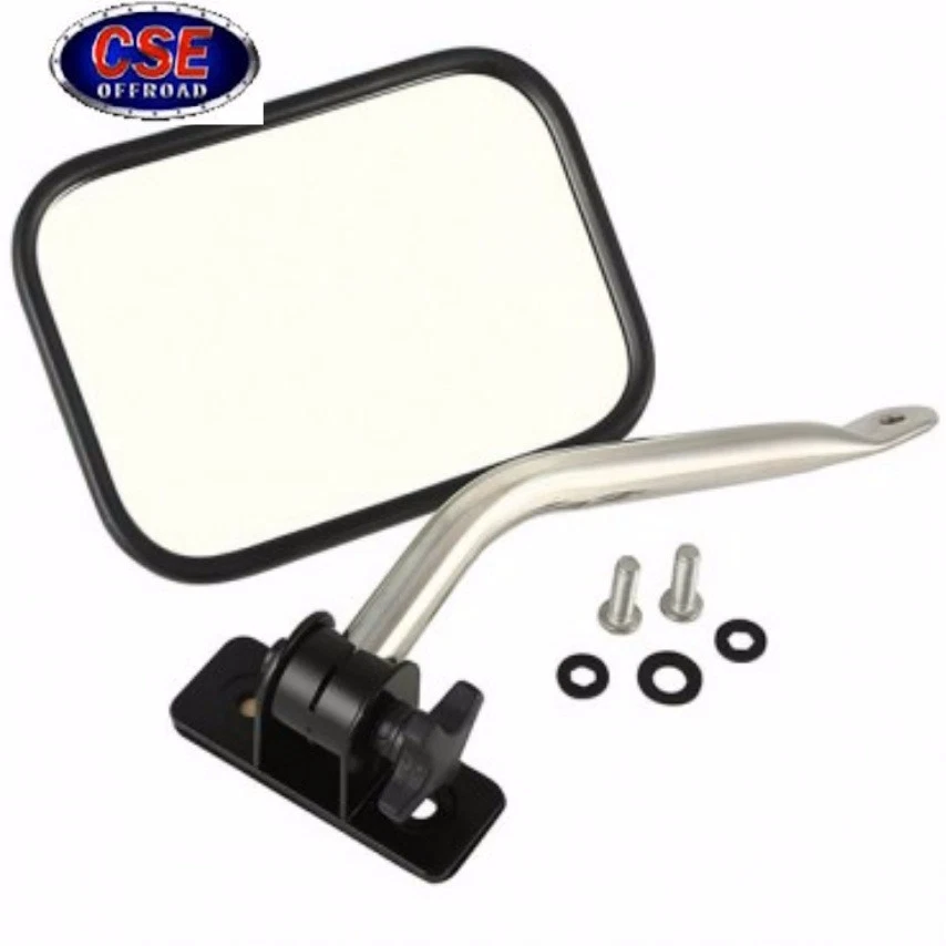 Espejo retrovisor rectangular de liberación rápida de acero inoxidable para Jeep Wrangler TJ JK 1997-2018 Foto 1 de 1