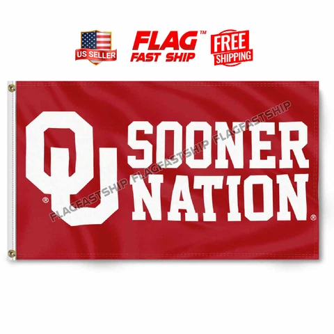 Oklahoma Sooner University NCAA 3x5 FT Flag Banner Man Cave Free Shipping Cover
