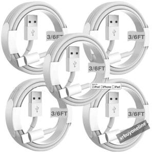5Pack Fast Charger Cable Lot For iPhone 13 12 11 8 7 6 5 USB Charging Cord 3/6FT - Photo 1 sur 14
