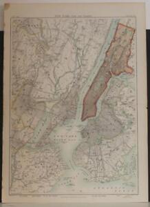 NEW YORK CITY UNITED STATES 1884 ENCYCLOPÆDIA BRITANNICA ANTIQUE CITY MAP