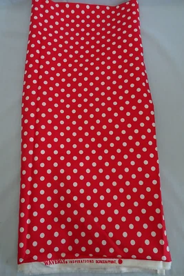 Tela de edredón de algodón a lunares Waverly rojo blanco 2 yardas 4" x 45" de ancho Nuevo de Lote Antiguo Foto 1 de 4