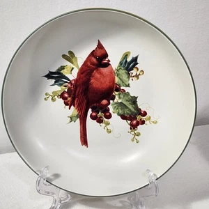 Lenox Winter Greetings Everyday 9 inch Serving Bowl Cardinal Tartan - Picture 1 of 12