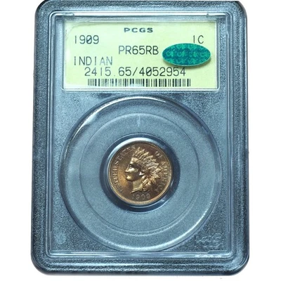 Proof 1909 Indian Head Cent PR65RB PCGS OGH & CAC – Brilliant Red Brown Gem - Image 1 of 4