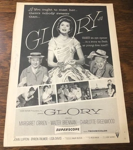 Pubblicità film d'epoca 1956 GLORY Margaret OBrien, Walter Brennan, Charlotte Greenwood - Foto 1 di 1
