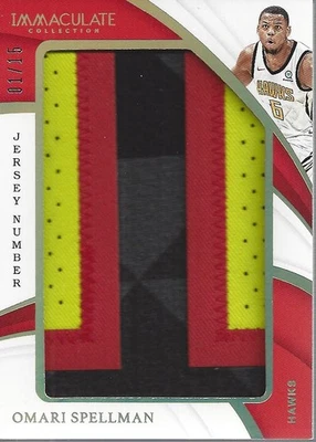 2018-19 Immaculate Collection Jumbo Patches Jersey Number Omari Spellman /15 BSK - Image 1 of 2