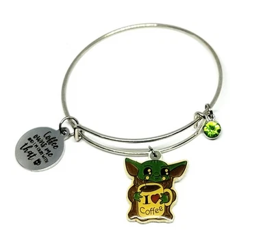 Браслет с брелоками Baby Yoda The Child Grogu I Love кофе - Изображение 1 из 2