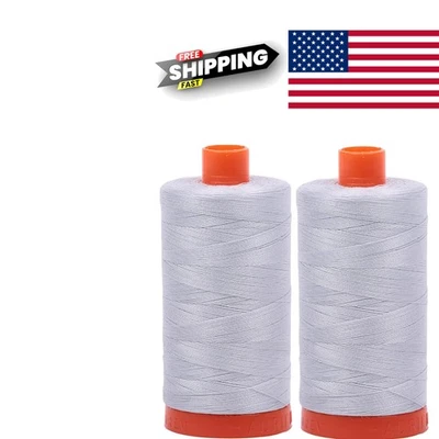 Two Large Spools 50wt Dove Color Cotton Thread Ideal for All Quilting Projects - Image 1 of 2