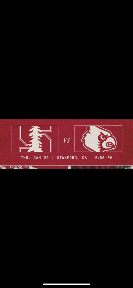 Par de entradas para baloncesto femenino Stanford vs Louisville @Stanford 29/01/26 Foto 1 de 2