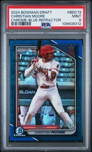 Bowman Draft #BDC13 2024 Christian Moore refractor cromo-azul PSA 9 - Imagen 1 de 2