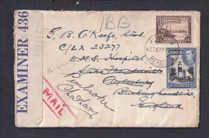 BERMUDA 1942 WW2 CENSORED AIRMAIL COVER HAMILTON TO ENGLAND RE-DIRECTED - Picture 1 of 2