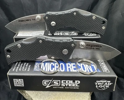 (2) Carpeta Cold Steel Micro Recon 1 Tanto Pt Hoja 2 pulgadas Cuchillo Bloqueo 27DT Foto 1 de 3