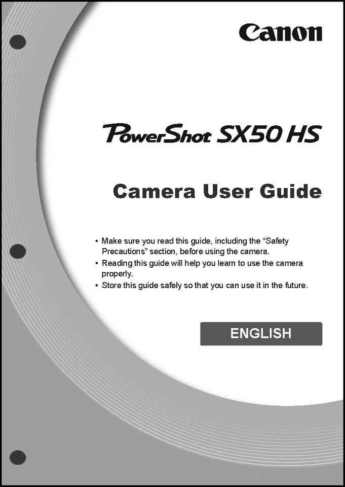 Canon Powershot SX50 HS Digital Camera User Instruction Guide  Manual - Image 1 of 1