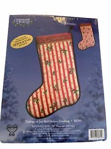 Candamar Designs Tidings Of Joy Red Stripes Stocking Embroidery Kit New Sealed - Picture 1 of 4