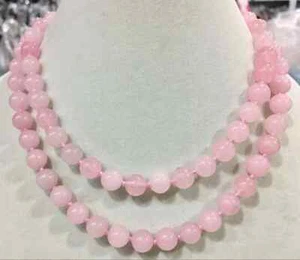 Natural pink rose quartz gemstone round beads necklace 36'' 6/8/10/12mm - Picture 1 of 8