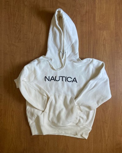 OFF WHITE Felpa con cappuccio donna NAUTICA pullover pesante taglia media condizioni fantastiche