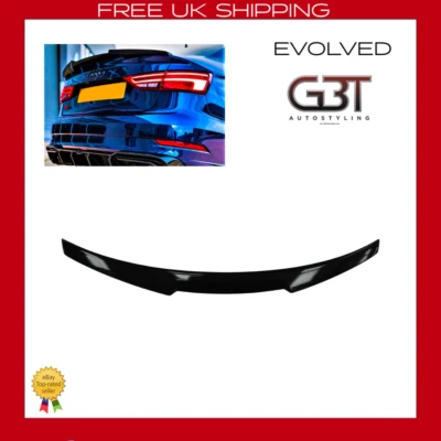 GBT-AUTOSTYLING Audi A3 S3 RS3 8V Saloon Gloss Black M4 Style Rear Boot Spoiler Lip Wing 2013-20