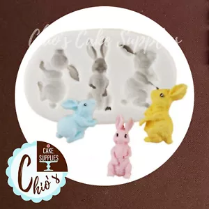 Easter Bunny / Rabbit Silicone Mold, 3 cavities, 3 different designs. - Picture 1 of 5